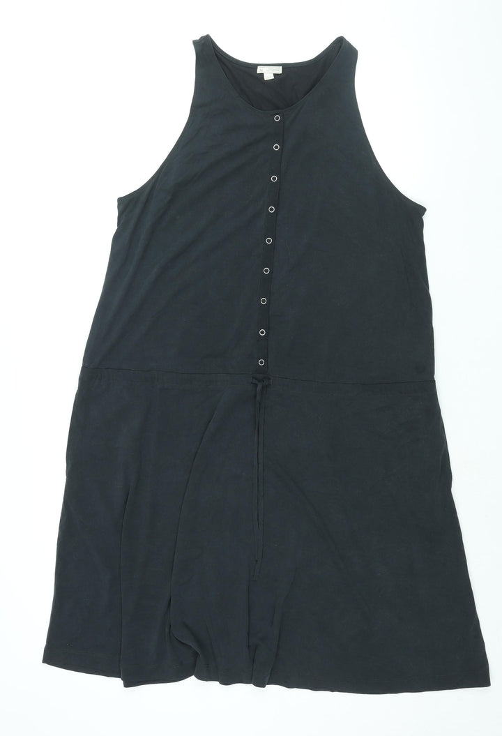 Gap Womens Black Modal Shift Size XL Scoop Neck Snap - Drawstring Waist