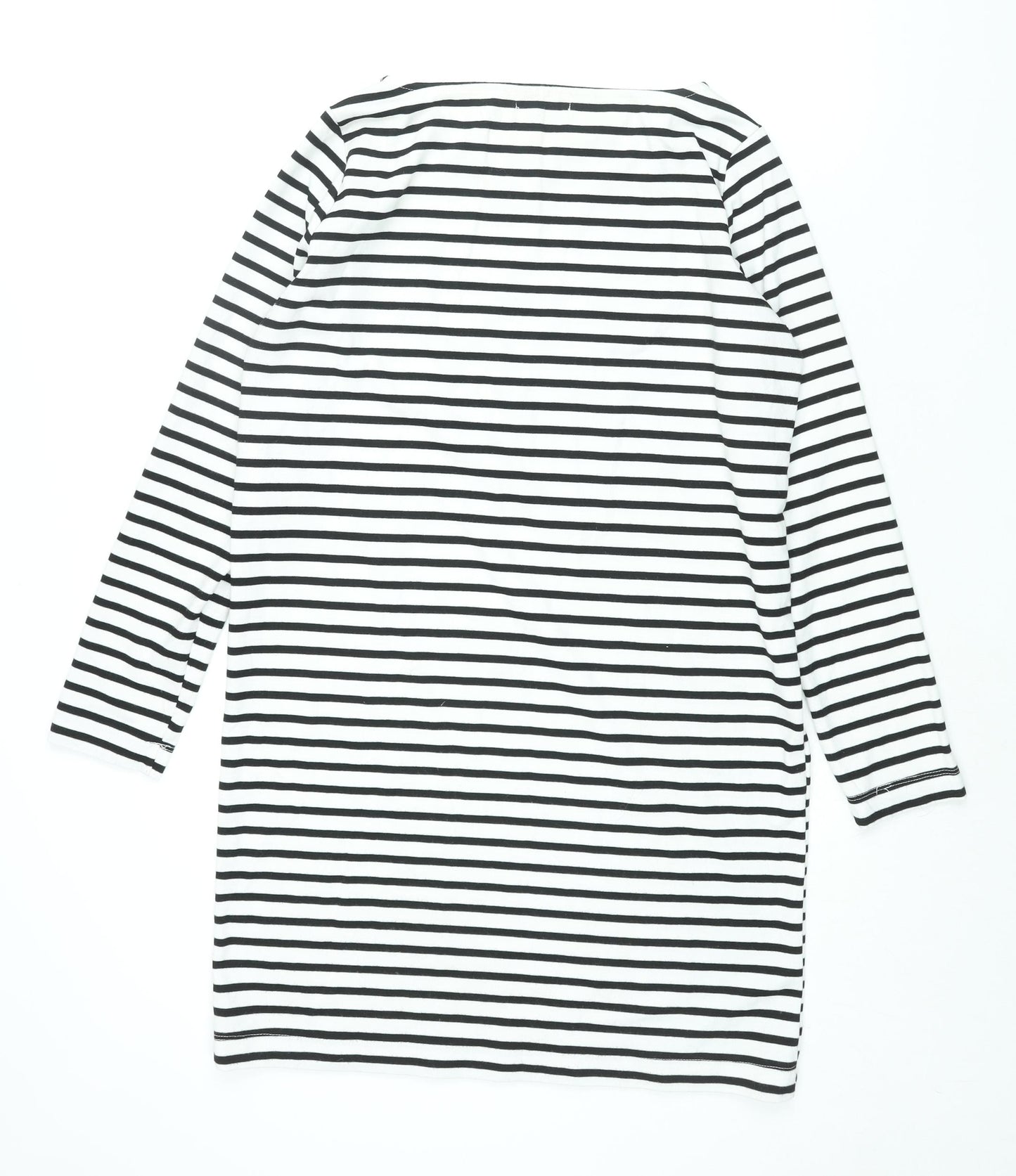Pieces Womens White Striped Polyester Shift Size M Boat Neck Pullover