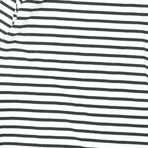 Pieces Womens White Striped Polyester Shift Size M Boat Neck Pullover