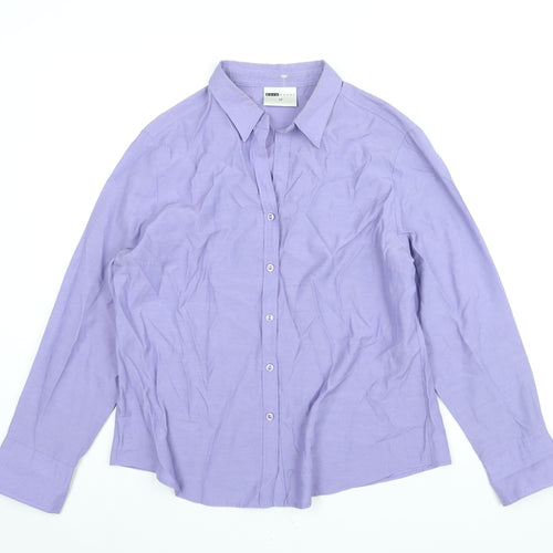 Sara Womens Purple Polyester Basic Button-Up Size 18 Collared