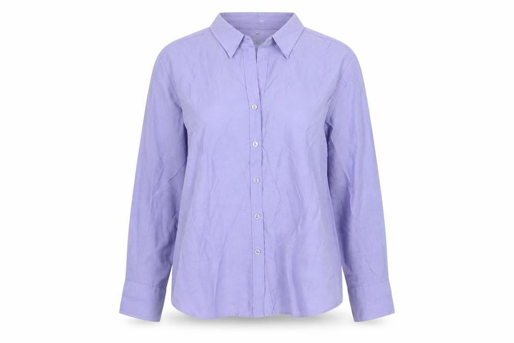 Front view of Sara women’s purple polyester basic button-up, size UK 18, collared