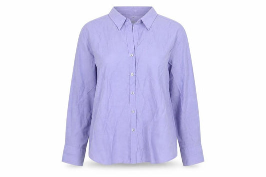 Front view of Sara women’s purple polyester basic button-up, size UK 18, collared