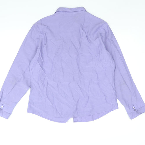 Sara Womens Purple Polyester Basic Button-Up Size 18 Collared