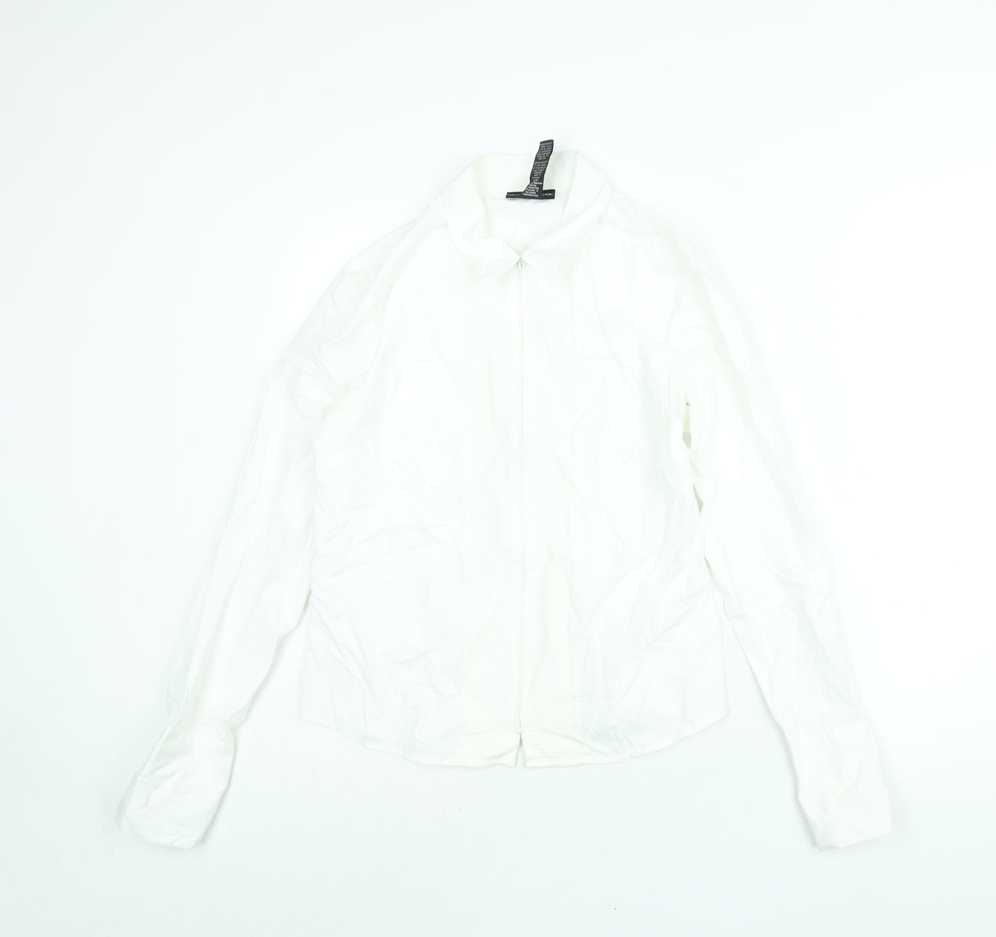 Style&co. Womens White Cotton Basic Blouse Size 8 Collared - Lace Trim