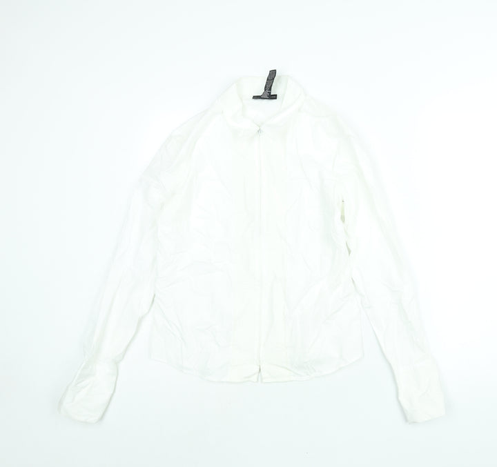 Style&co. Womens White Cotton Basic Blouse Size 8 Collared - Lace Trim