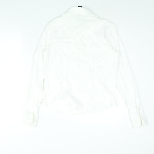 Style&co. Womens White Cotton Basic Blouse Size 8 Collared - Lace Trim