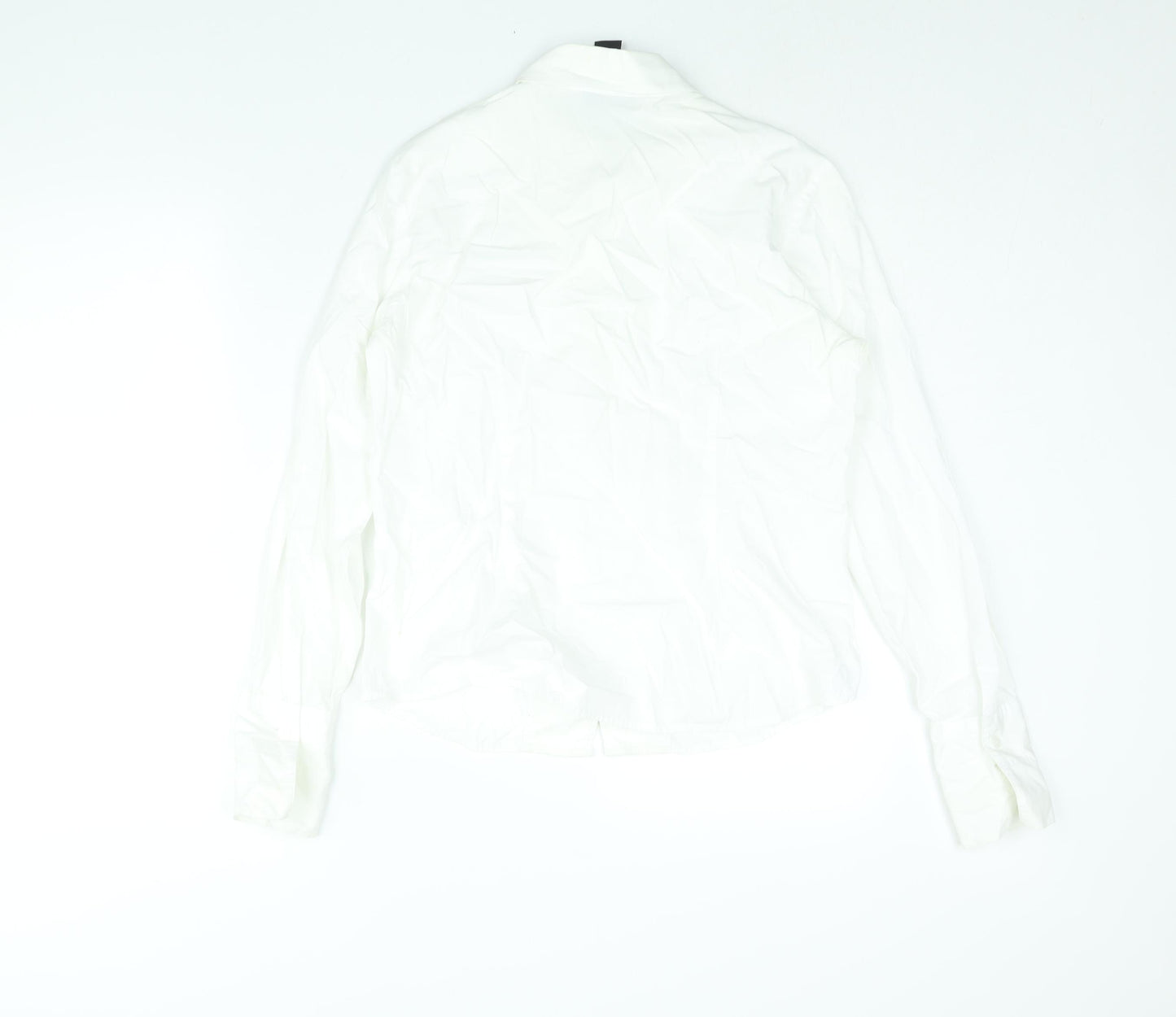 Style&co. Womens White Cotton Basic Blouse Size 8 Collared - Lace Trim
