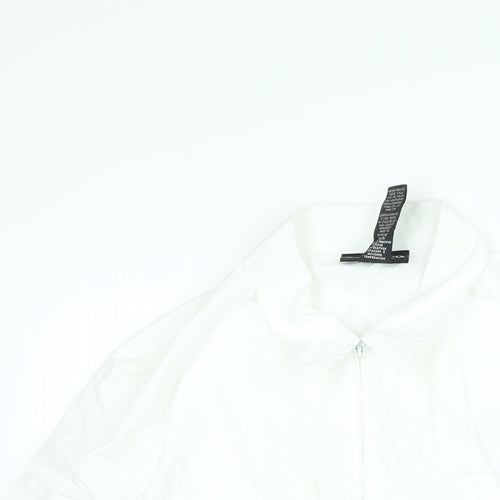 Style&co. Womens White Cotton Basic Blouse Size 8 Collared - Lace Trim