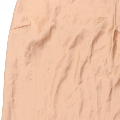 Autograph Womens Brown Polyester Slip Dress Size 14 V-Neck Pullover - Side Slits