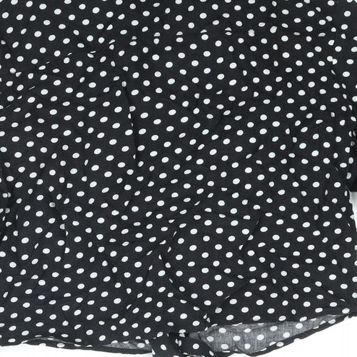 H&M Girls Black Polka Dot Viscose Basic Button-Up Size 13 Years Collared Button - Tie Detail