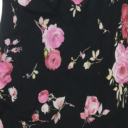 Marks and Spencer Womens Black Floral Viscose A-Line Skirt Size 16