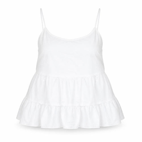 New Look Womens White Polyester Camisole Blouse Size 10 Scoop Neck - Smocked