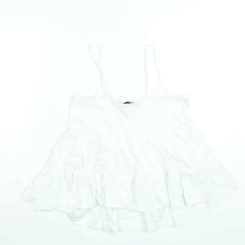 New Look Womens White Polyester Camisole Blouse Size 10 Scoop Neck - Smocked
