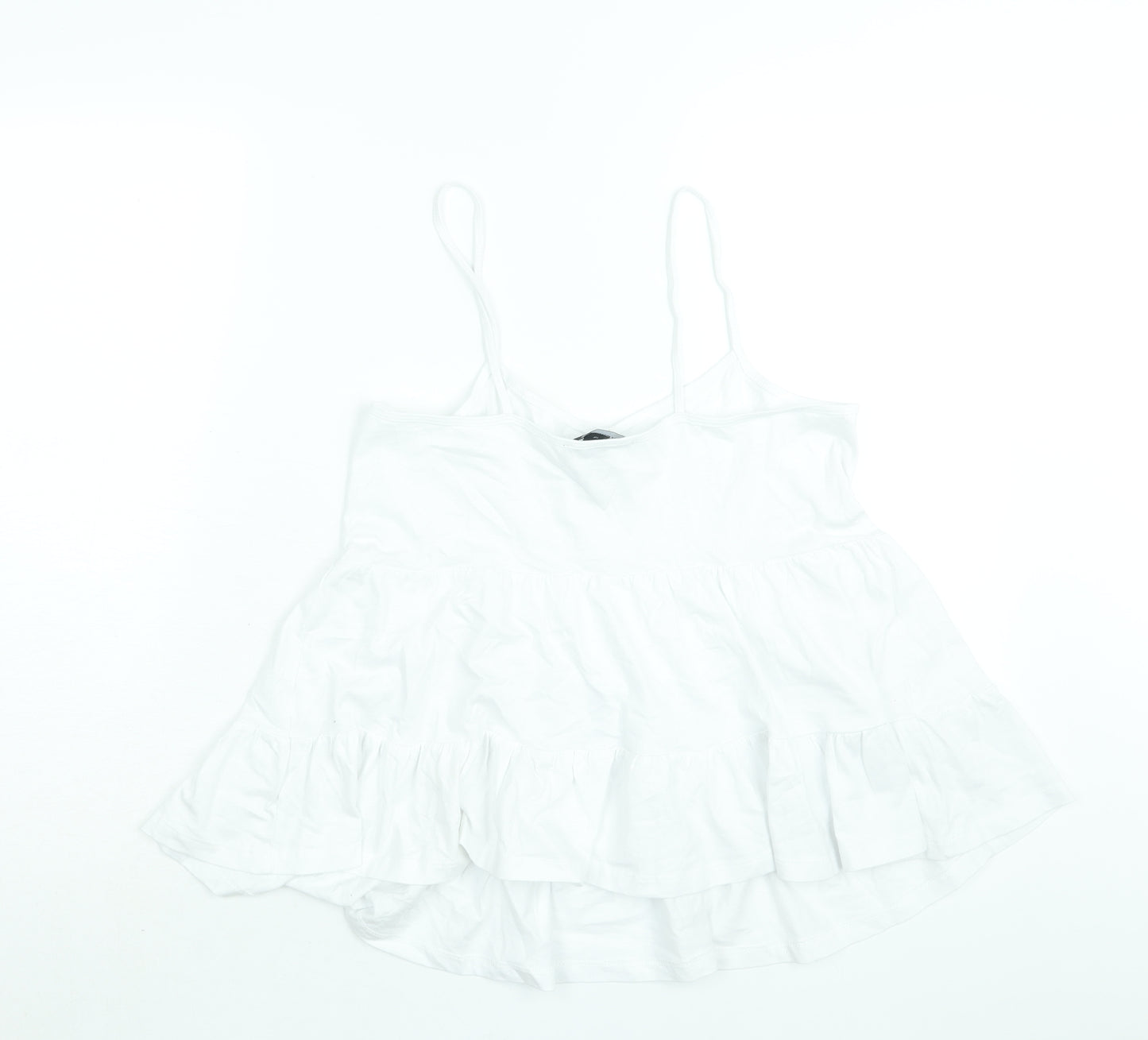 New Look Womens White Polyester Camisole Blouse Size 10 Scoop Neck - Smocked