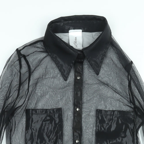 Cottelli Collection Womens Black Camouflage Polyamide Basic Button-Up Size 10 Collared - Size 10-12