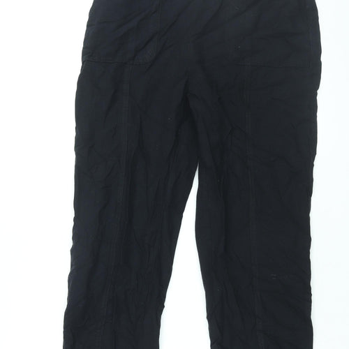 EWM Womens Black Cotton Trousers Size 32 in L25 in Regular - Elasticated Waist