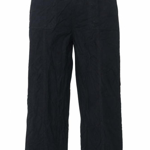 EWM Womens Black Cotton Trousers Size 32 in L25 in Regular - Elasticated Waist