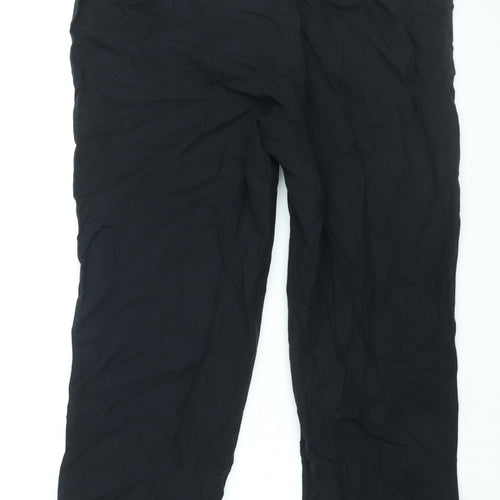 EWM Womens Black Cotton Trousers Size 32 in L25 in Regular - Elasticated Waist