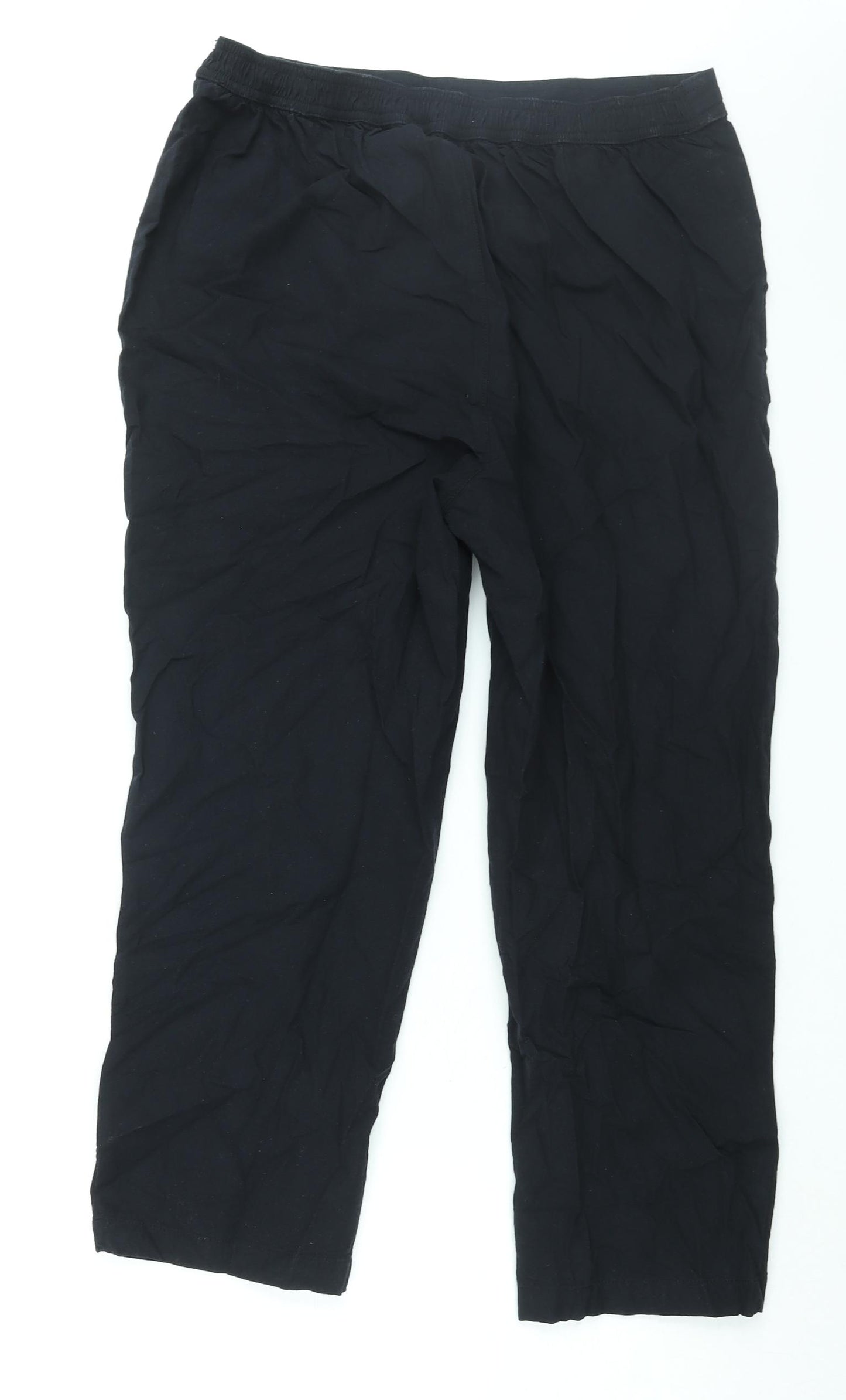 EWM Womens Black Cotton Trousers Size 32 in L25 in Regular - Elasticated Waist