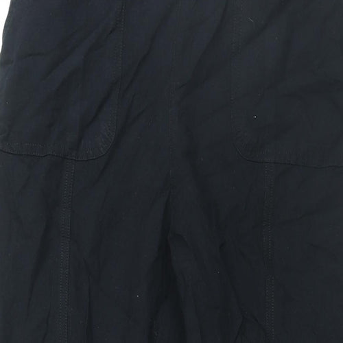 EWM Womens Black Cotton Trousers Size 32 in L25 in Regular - Elasticated Waist