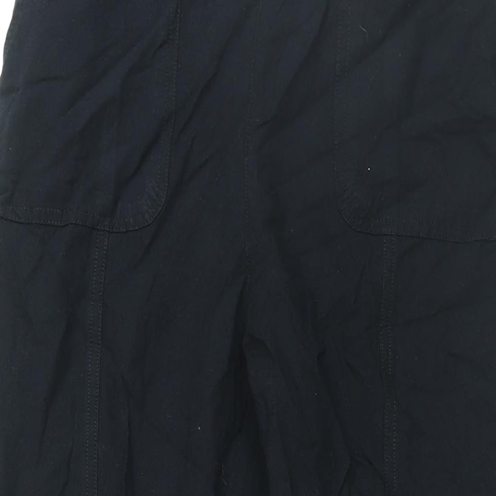 EWM Womens Black Cotton Trousers Size 32 in L25 in Regular - Elasticated Waist