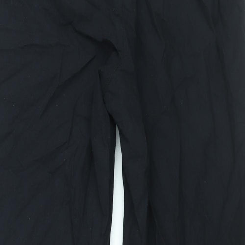 EWM Womens Black Cotton Trousers Size 32 in L25 in Regular - Elasticated Waist