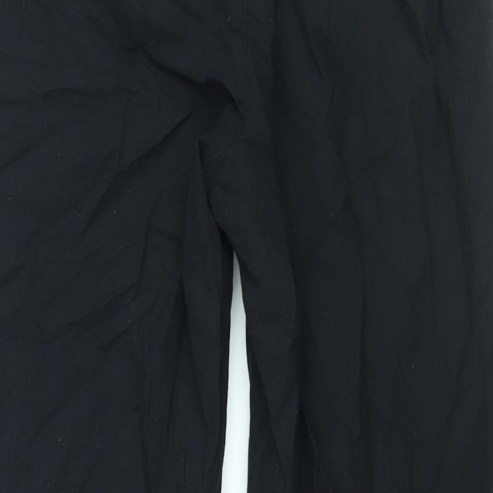 EWM Womens Black Cotton Trousers Size 32 in L25 in Regular - Elasticated Waist