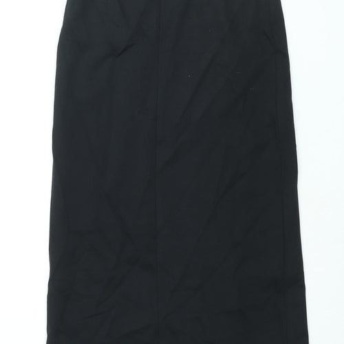 Marks and Spencer Womens Black Viscose Straight & Pencil Skirt Size 10 Zip - Vented