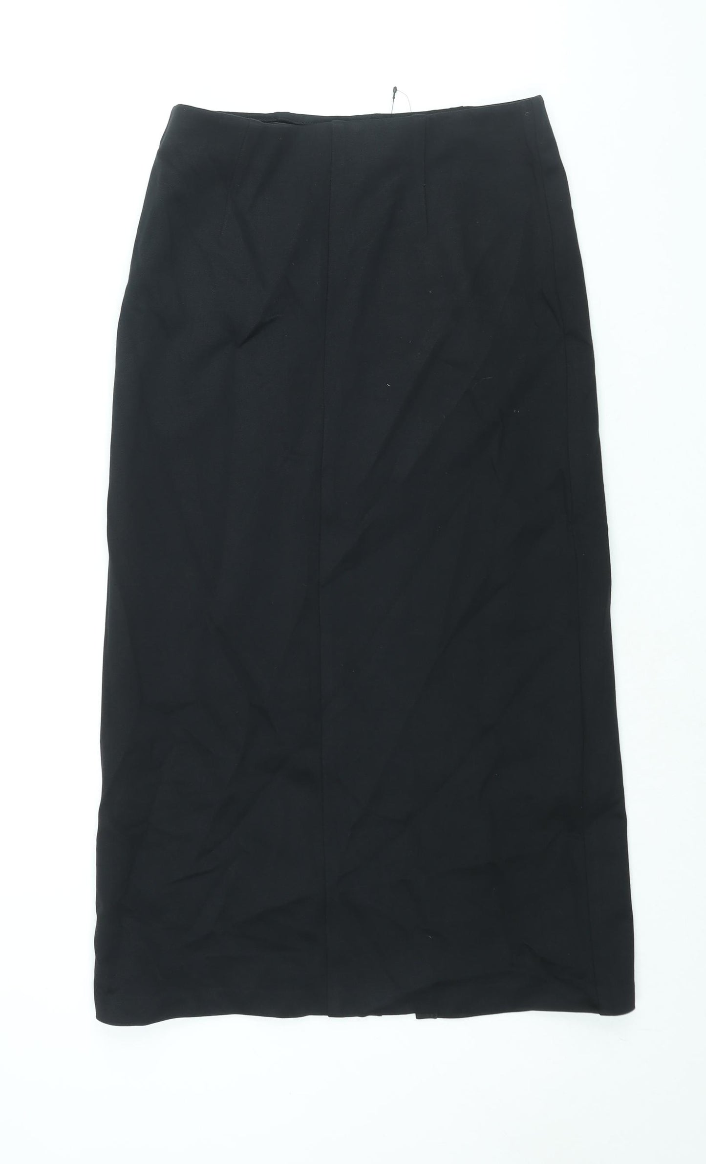 Marks and Spencer Womens Black Viscose Straight & Pencil Skirt Size 10 Zip - Vented