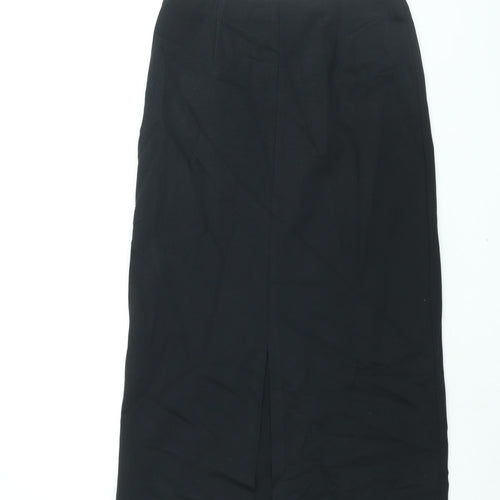 Marks and Spencer Womens Black Viscose Straight & Pencil Skirt Size 10 Zip - Vented