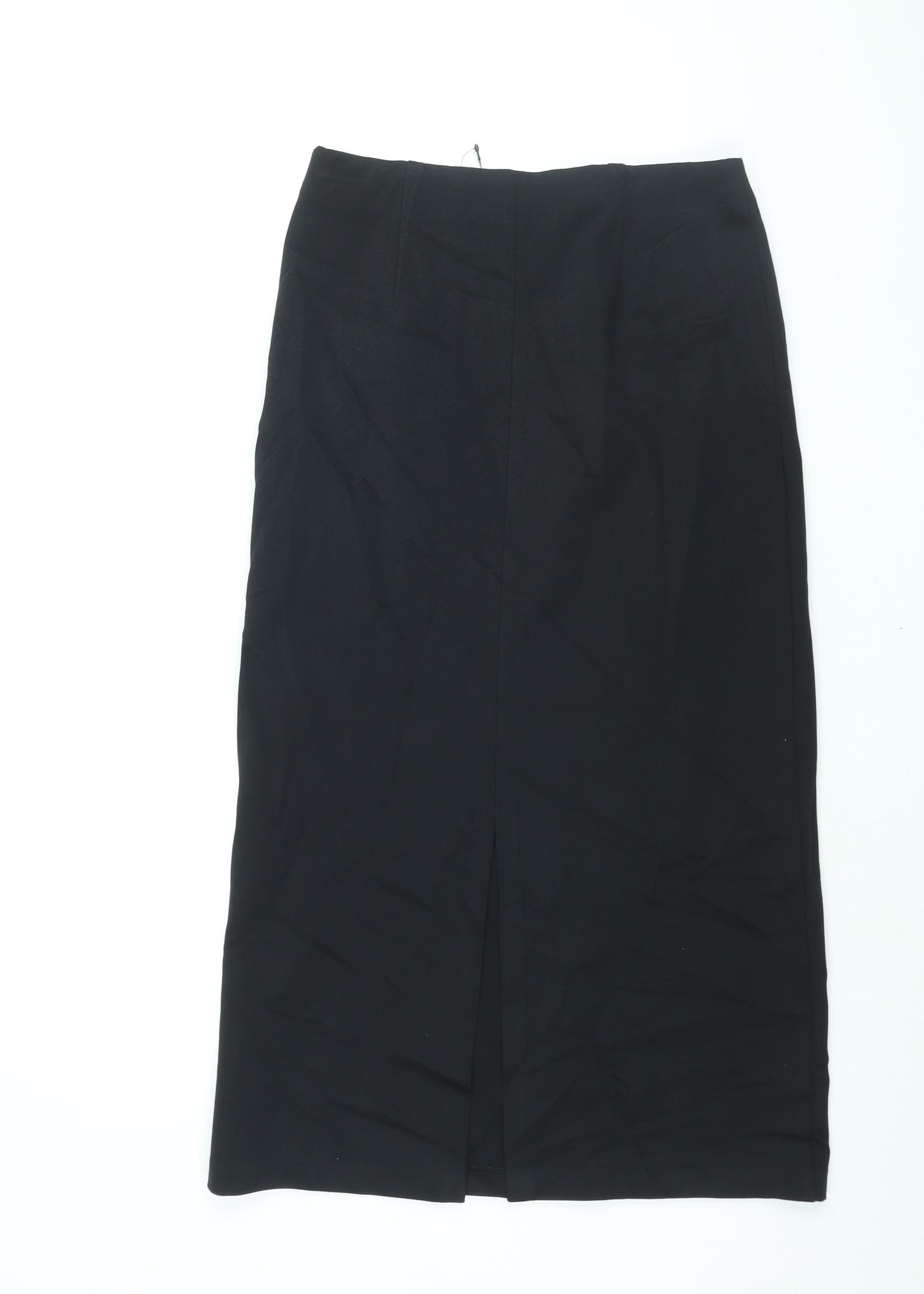 Marks and Spencer Womens Black Viscose Straight & Pencil Skirt Size 10 Zip - Vented