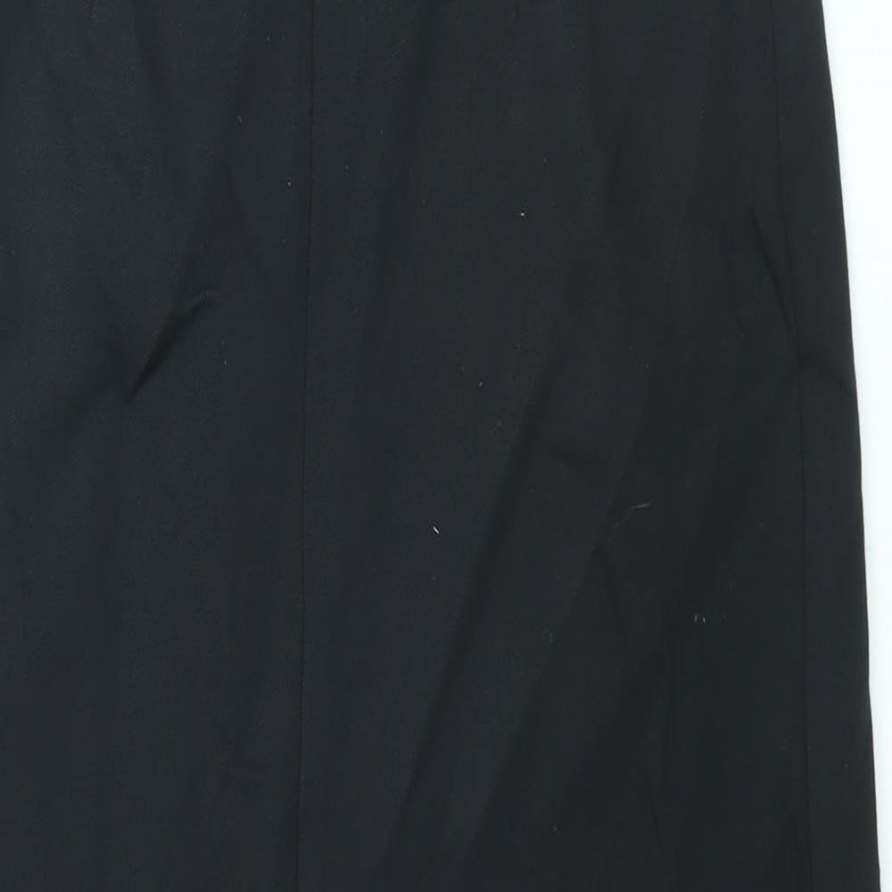 Marks and Spencer Womens Black Viscose Straight & Pencil Skirt Size 10 Zip - Vented