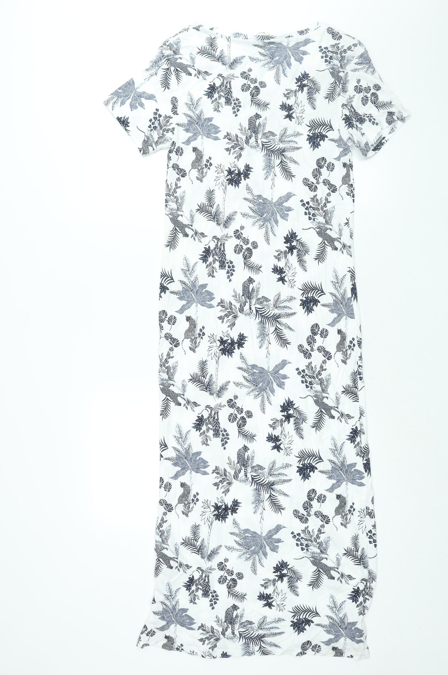 Marks and Spencer Womens White Geometric Cotton Top Dress Size 6 - Plant Print