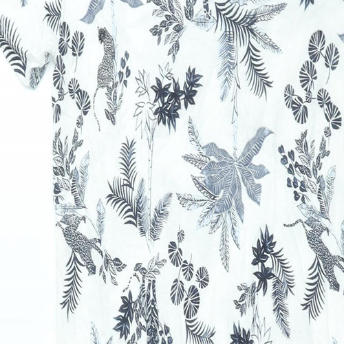 Marks and Spencer Womens White Geometric Cotton Top Dress Size 6 - Plant Print