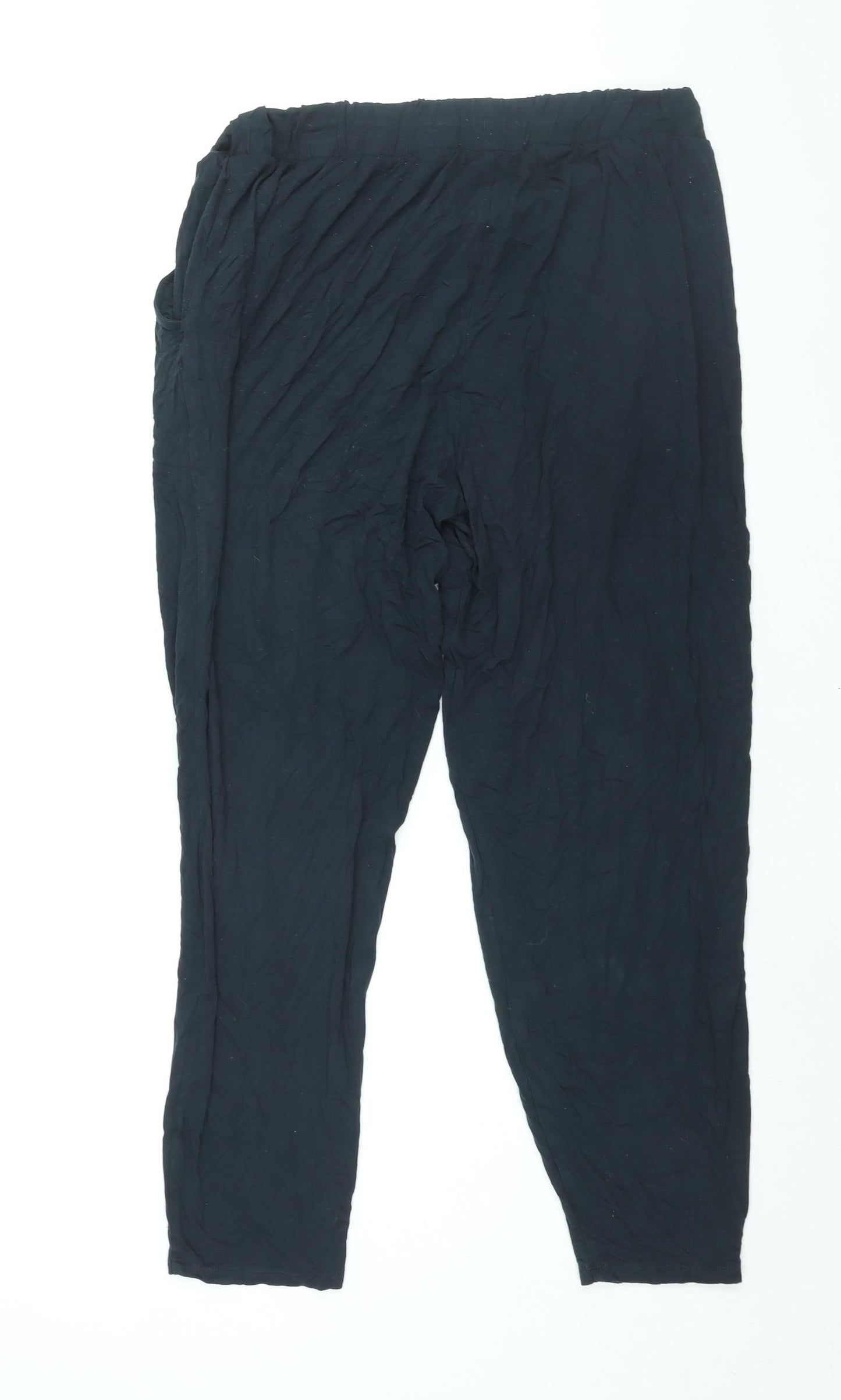 NEXT Womens Black Viscose Harem Trousers Size 16 L28 in Regular Drawstring