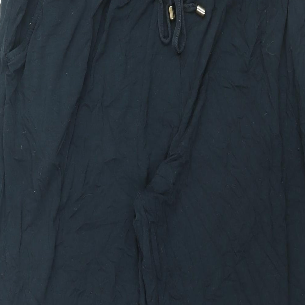 NEXT Womens Black Viscose Harem Trousers Size 16 L28 in Regular Drawstring