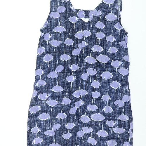 NEXT Womens Blue Geometric Linen Shift Size 8 V-Neck Pullover