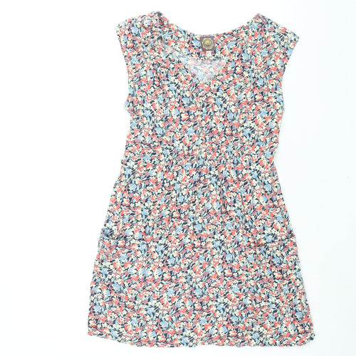 Joules Womens Multicoloured Floral Viscose Tunic Blouse Size 8 V-Neck