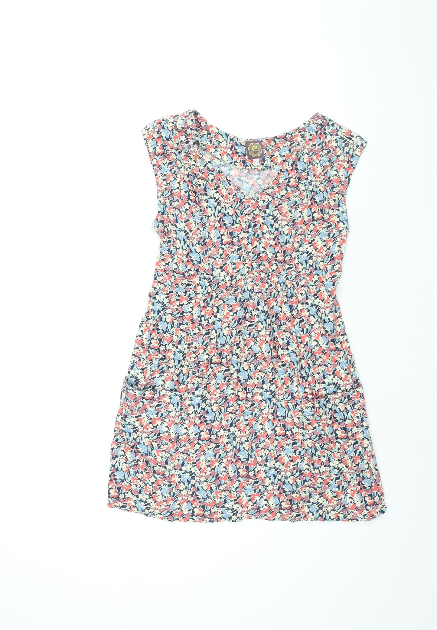 Joules Womens Multicoloured Floral Viscose Tunic Blouse Size 8 V-Neck