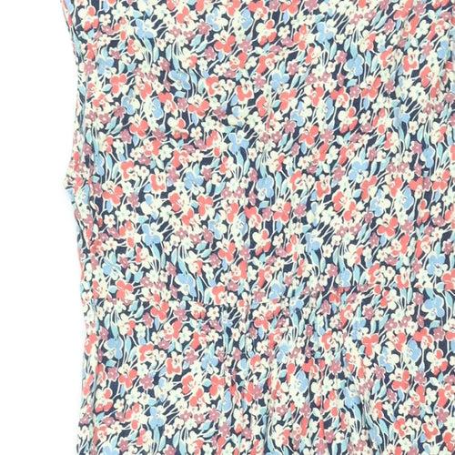 Joules Womens Multicoloured Floral Viscose Tunic Blouse Size 8 V-Neck