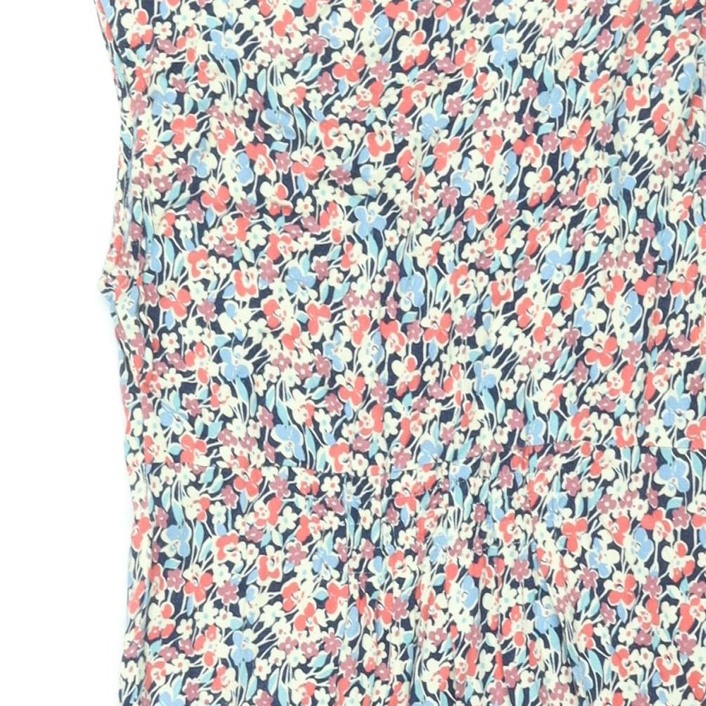 Joules Womens Multicoloured Floral Viscose Tunic Blouse Size 8 V-Neck