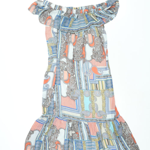 Cutie Womens Multicoloured Geometric Polyester Shift Size 8 Off the Shoulder Pullover