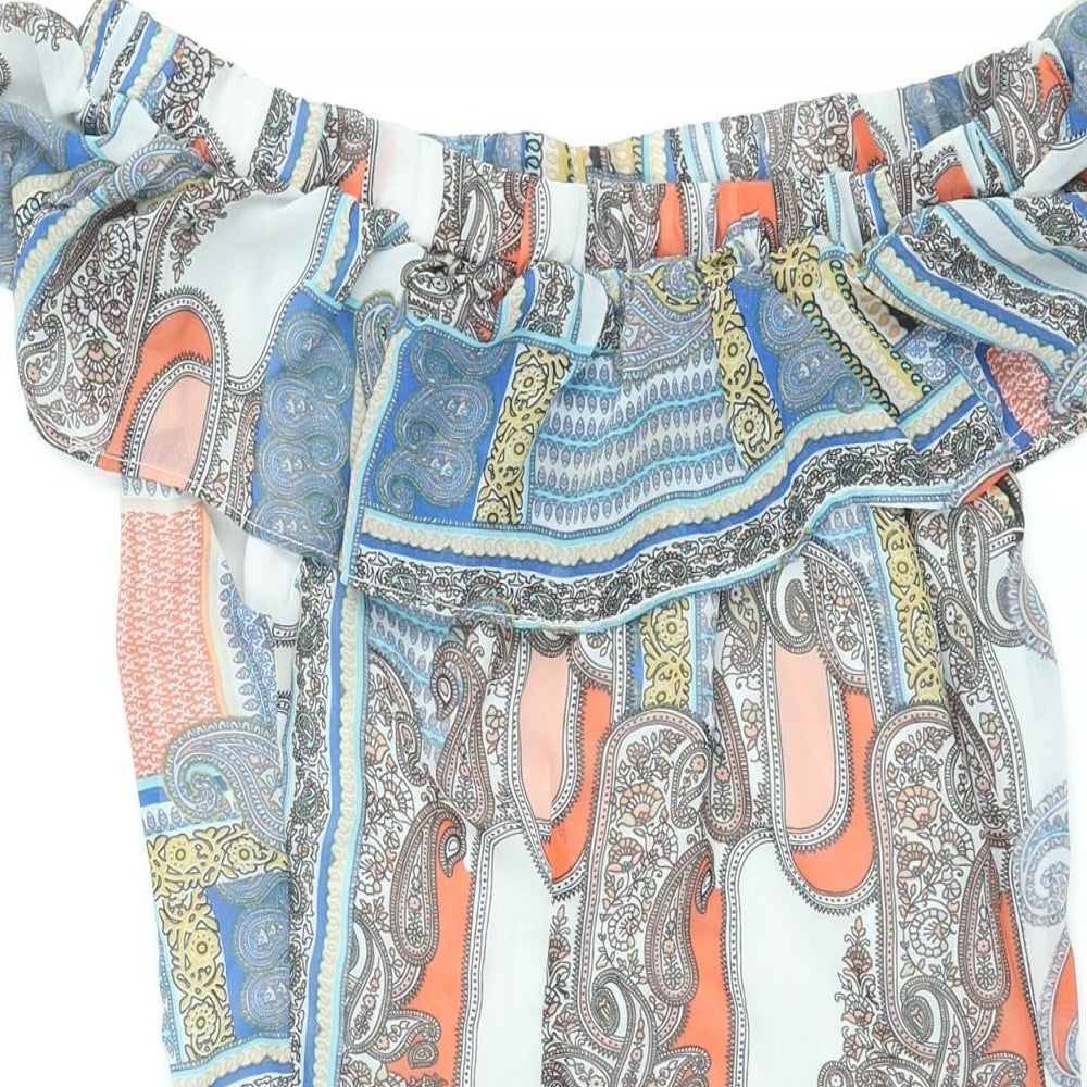 Cutie Womens Multicoloured Geometric Polyester Shift Size 8 Off the Shoulder Pullover