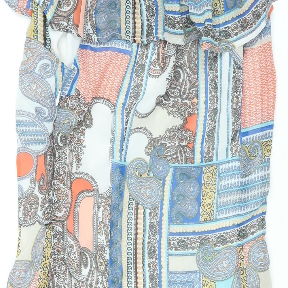 Cutie Womens Multicoloured Geometric Polyester Shift Size 8 Off the Shoulder Pullover