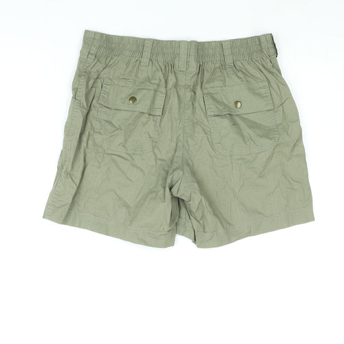 BHS Womens Green Cotton Basic Shorts Size 12 L6 in Regular Pull On