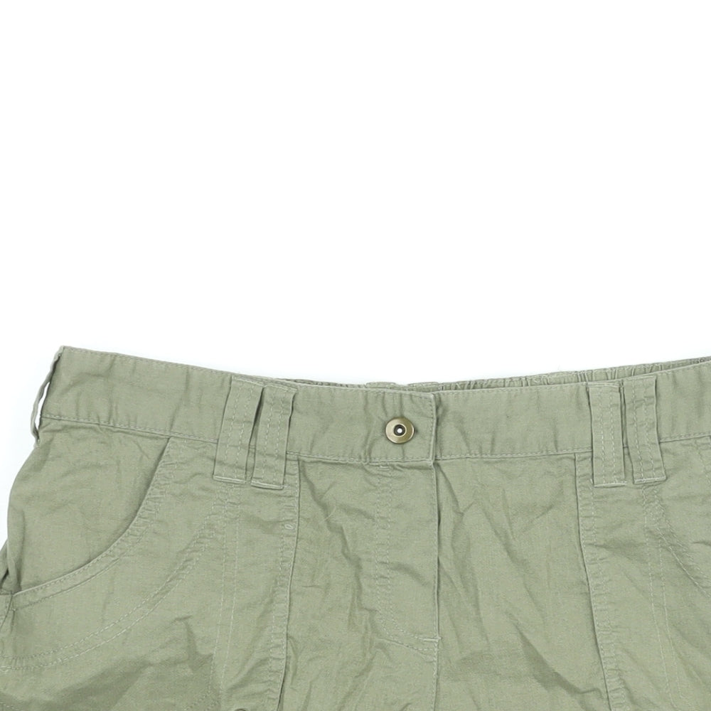 BHS Womens Green Cotton Basic Shorts Size 12 L6 in Regular Pull On