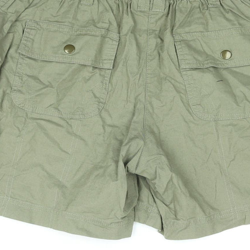 BHS Womens Green Cotton Basic Shorts Size 12 L6 in Regular Pull On