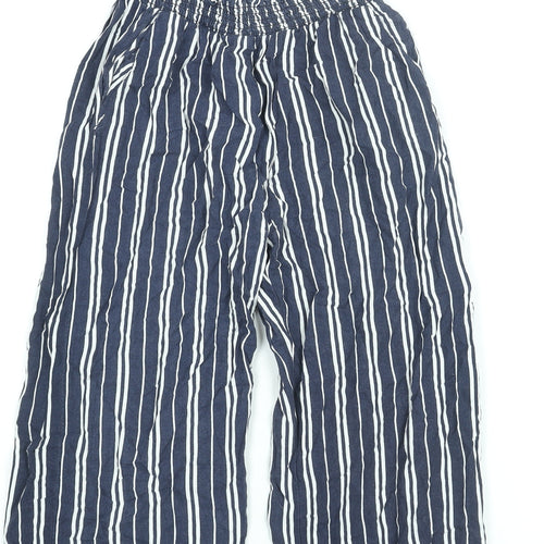 H&M Girls Blue Striped Viscose Harem Trousers Size 12-13 Years L20 in Regular Pullover