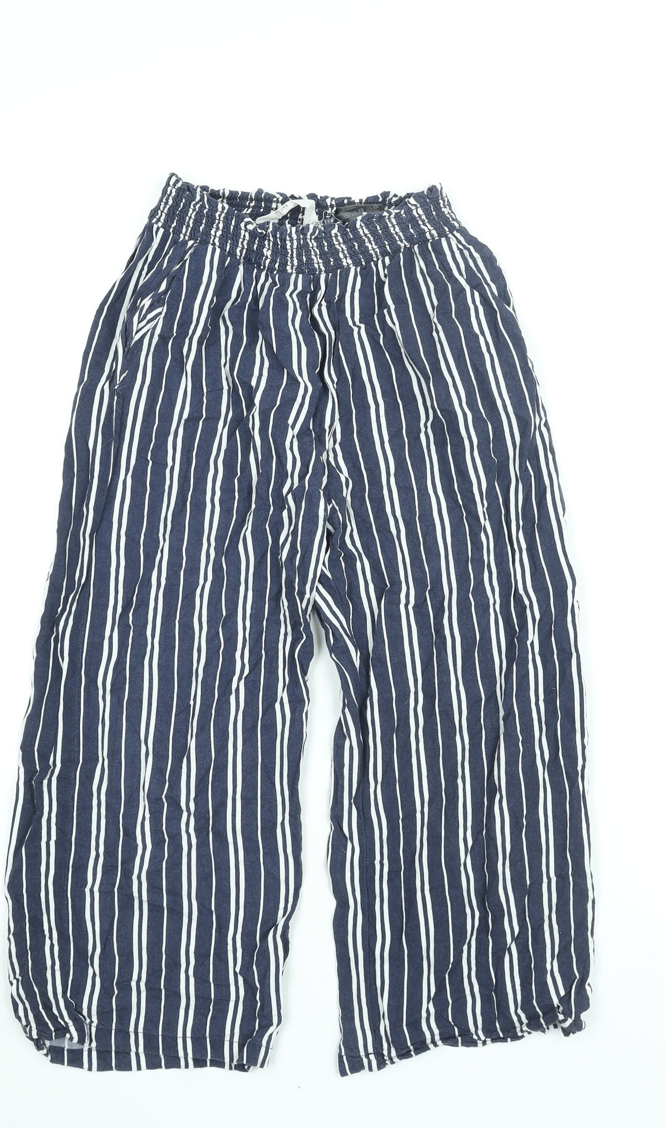 H&M Girls Blue Striped Viscose Harem Trousers Size 12-13 Years L20 in Regular Pullover