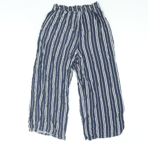 H&M Girls Blue Striped Viscose Harem Trousers Size 12-13 Years L20 in Regular Pullover